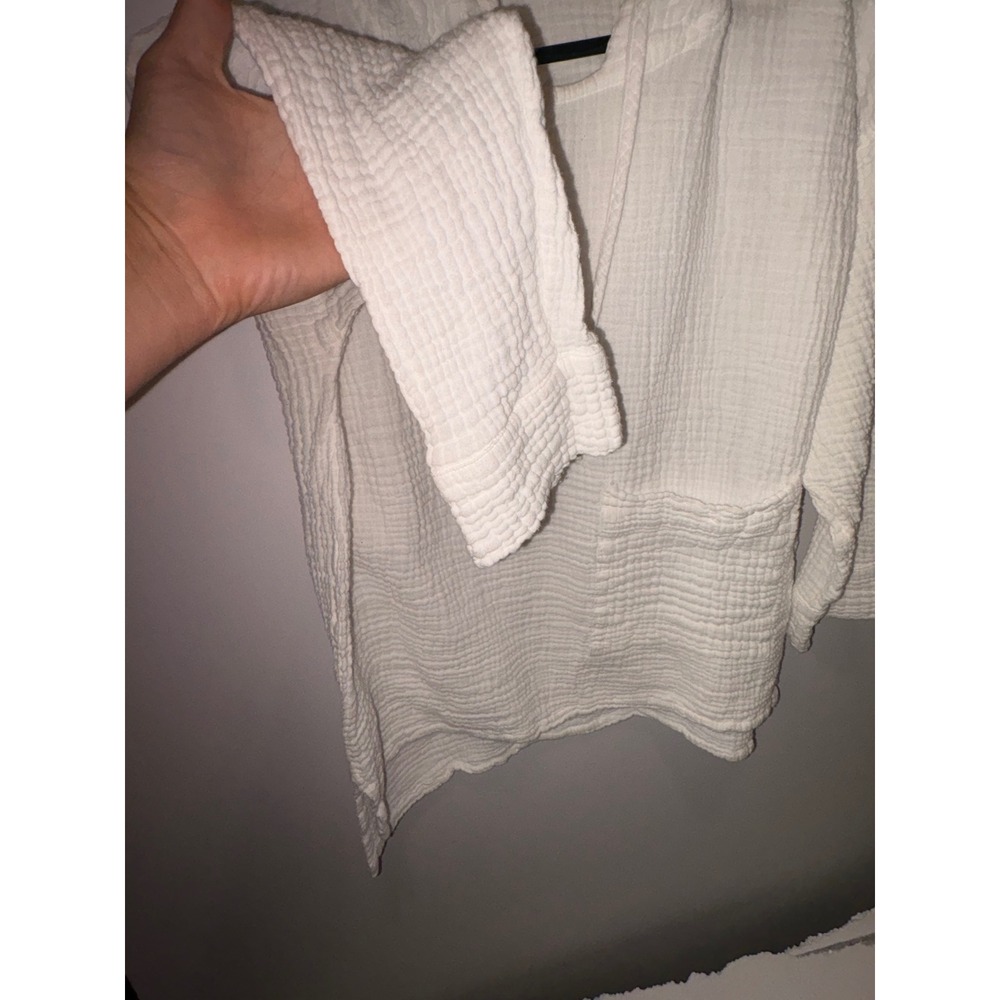 Shannon Passero 100% Cotton Gauze Hoodie Texture Beach Cover Up Top White - Picture 7 of 8